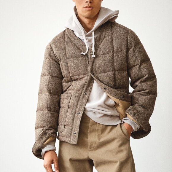 Todd Snyder Other - Todd Snyder Quilted Down Cardigan in Brown Donegal NWT
